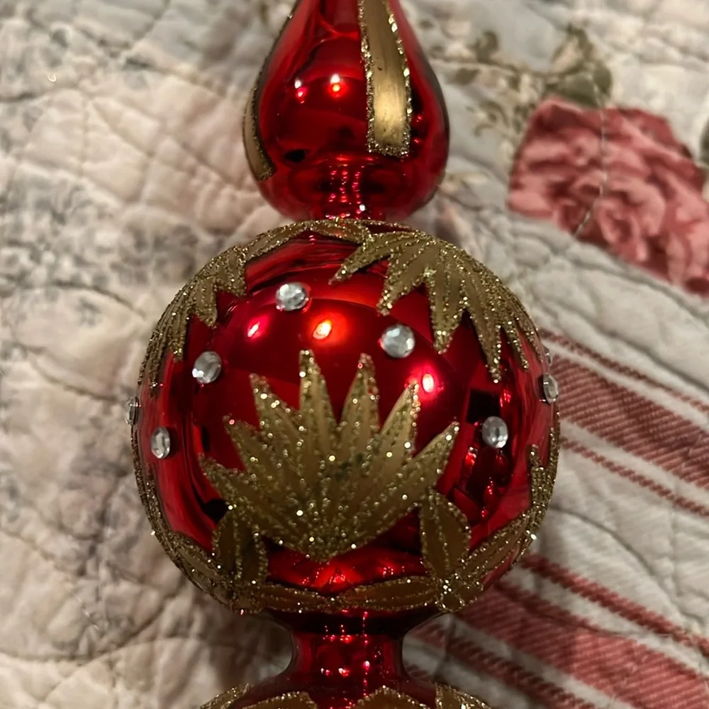 Waterford mercury glass & crystals Christmas tree topper ornament